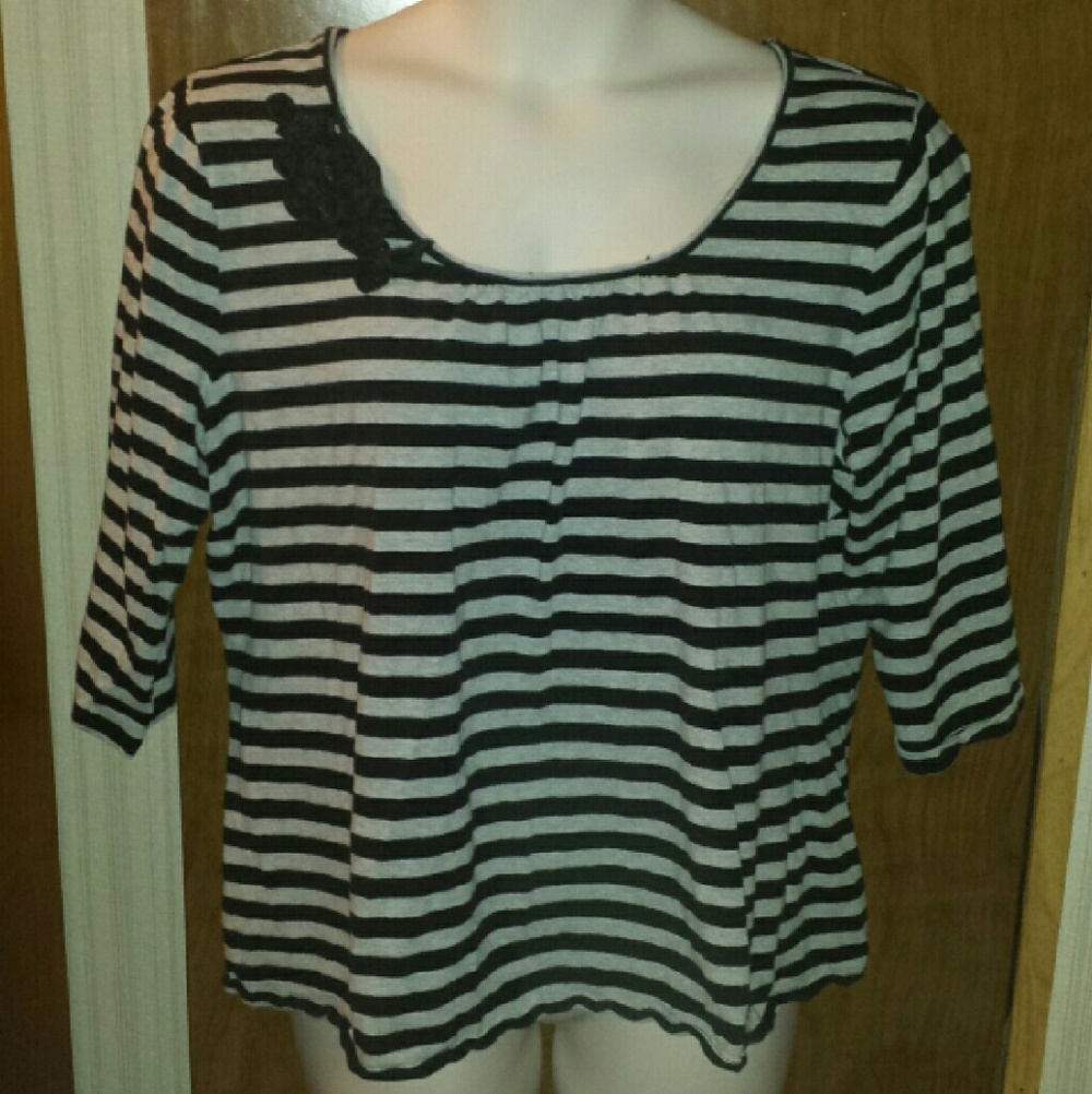 Cute stripey cotton shirt plus size